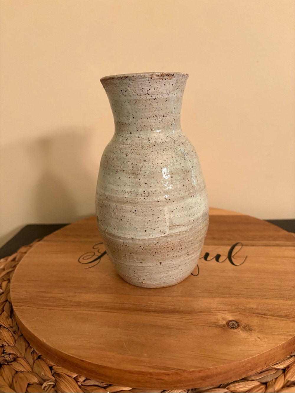 Speckled Ceramic Vase in Neutral Cream Handmade by Lauren
